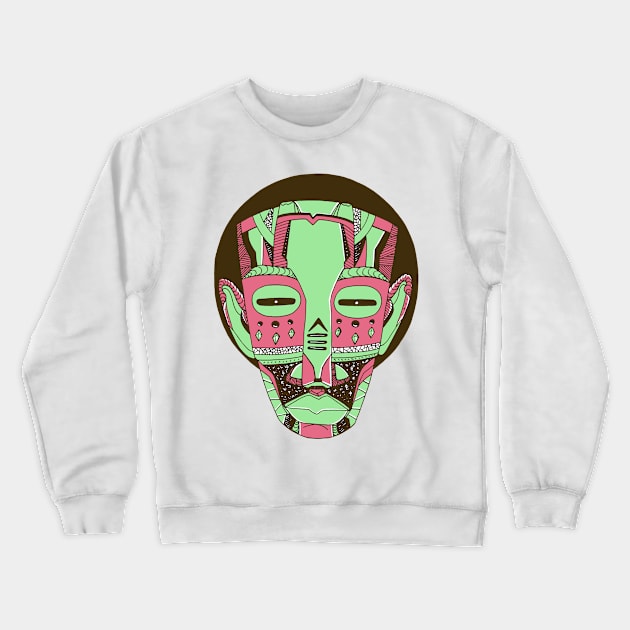 Pink Mint African Mask No 3 Crewneck Sweatshirt by kenallouis